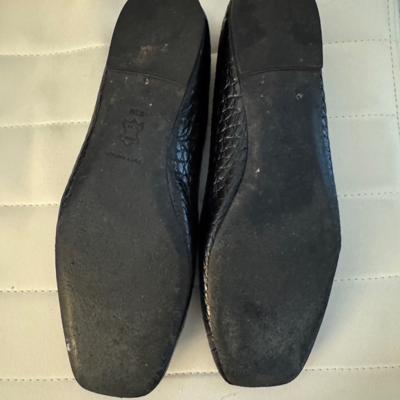 Tory Burch black croc square toed flats - Picture 3 of 5